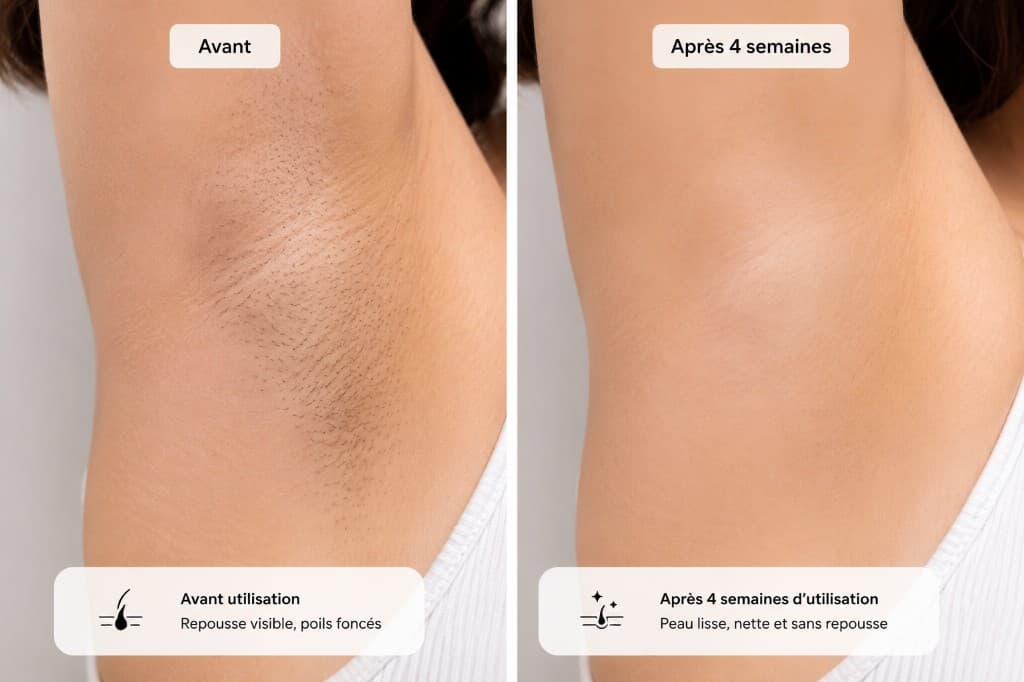 Avant et après utilisation IPL — 4 semaines